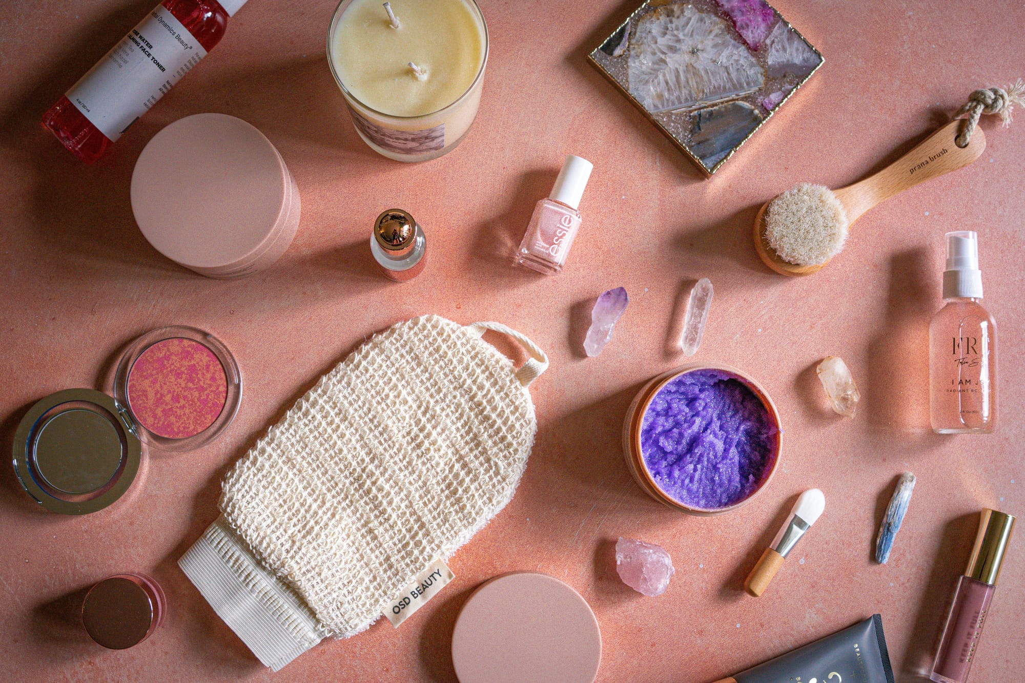 Range of skincare products and tools